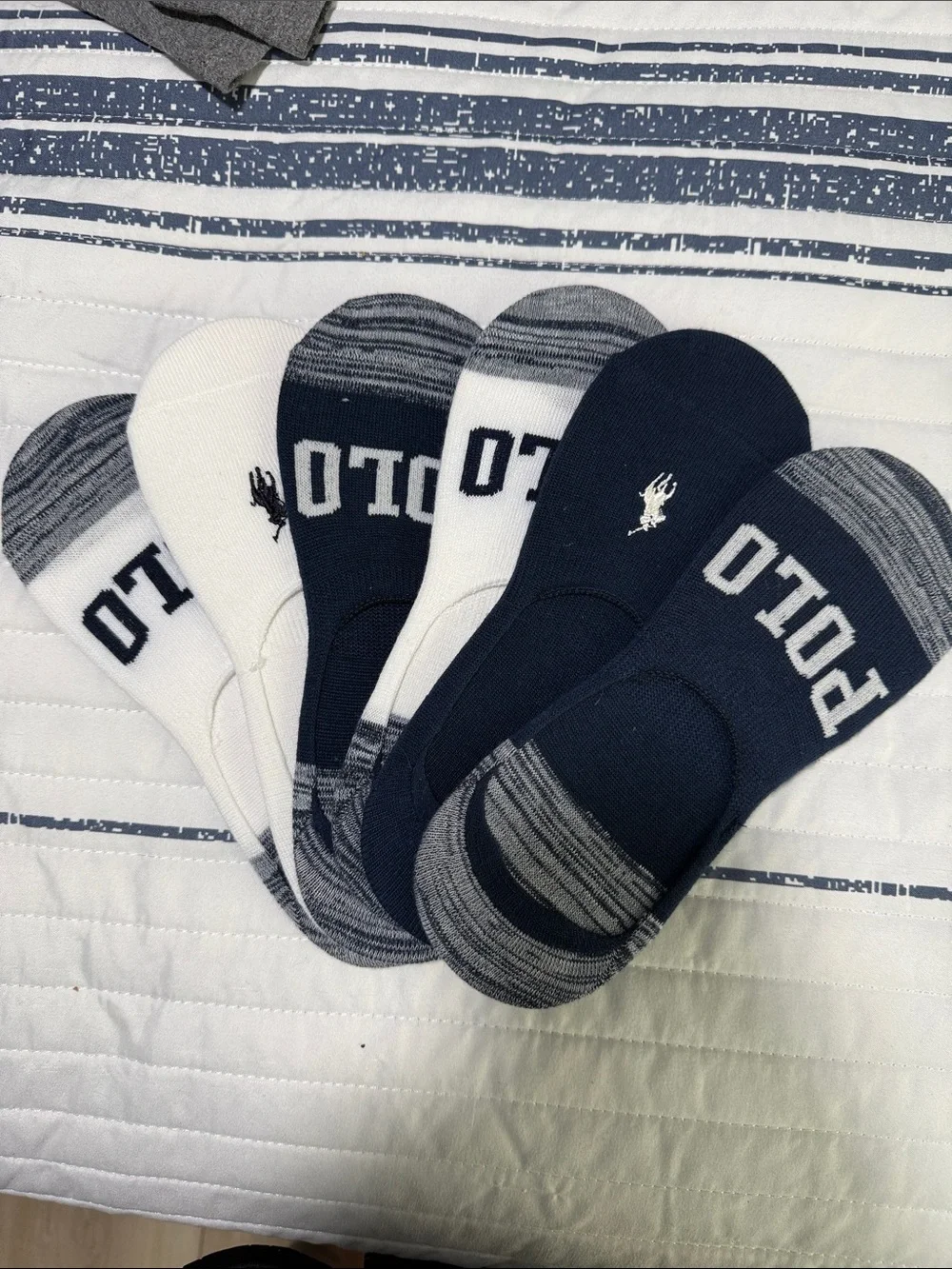 Polo by Ralph Lauren No-Show Sock Set in Navy, White & Heather Gray
